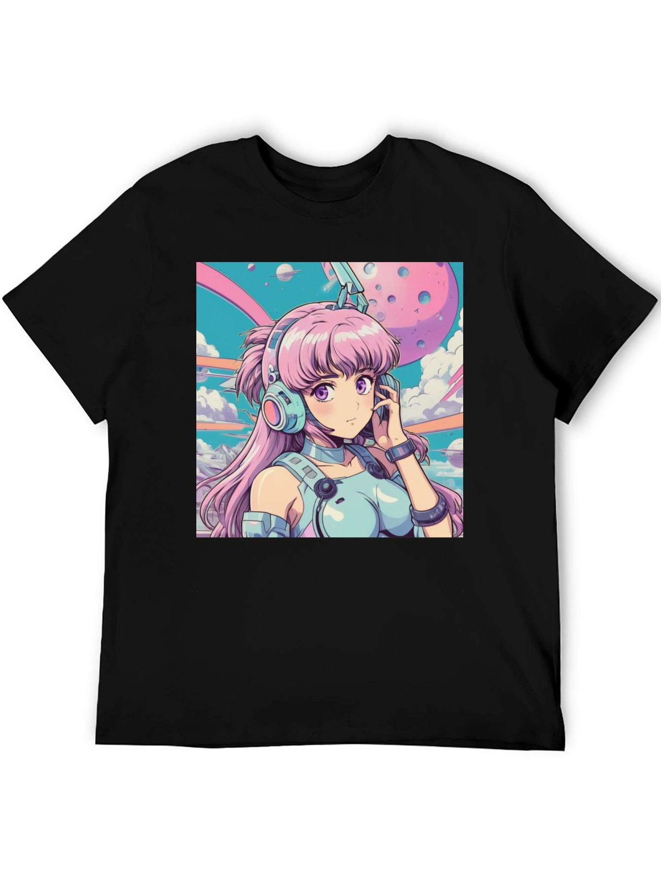 Anime Girl Headphones Graphic Tee