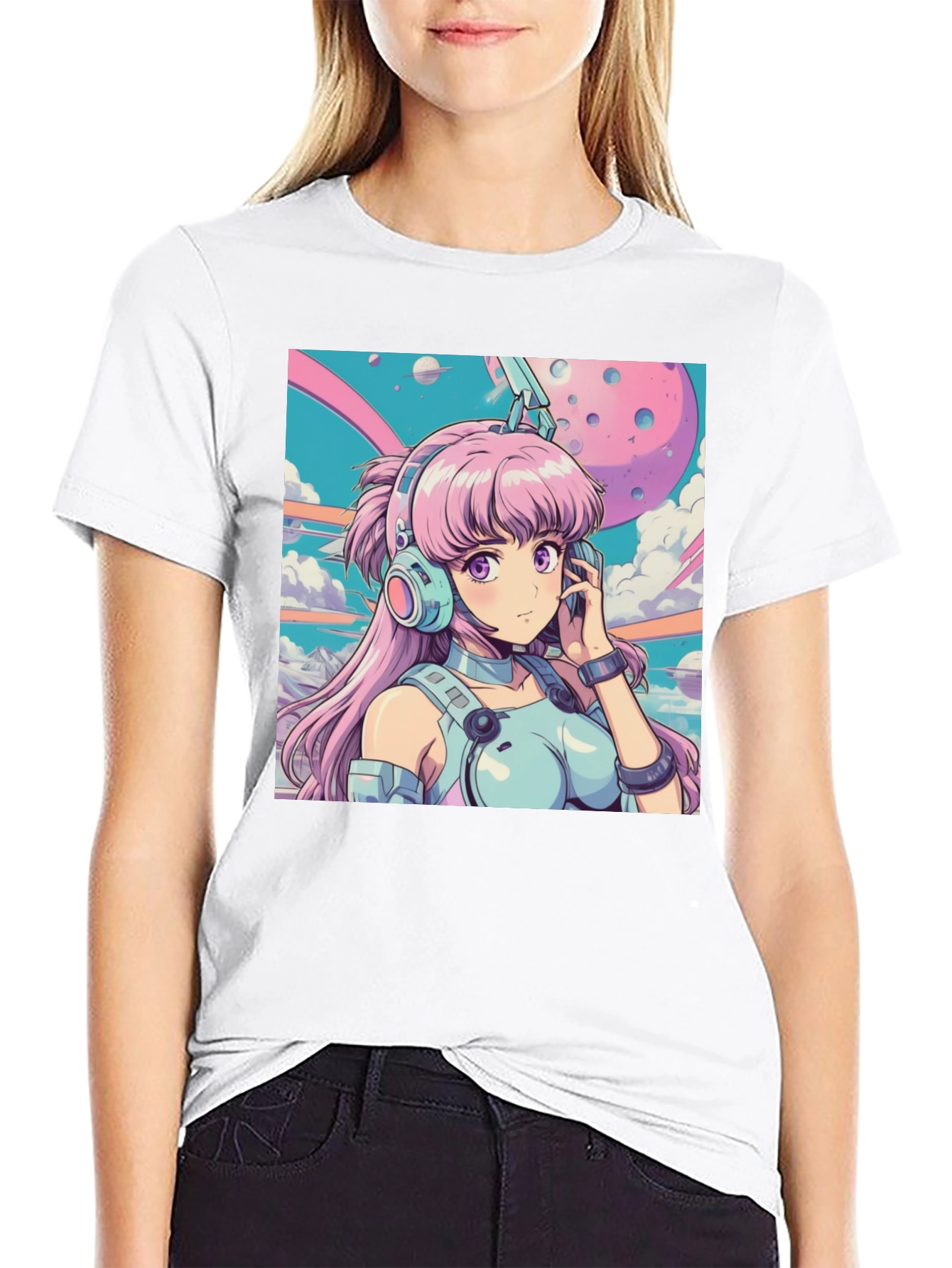 Anime Girl Headphones Graphic Tee
