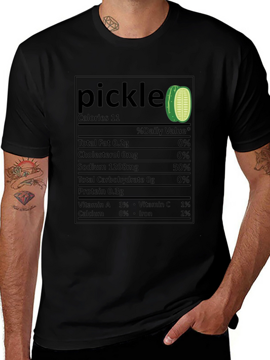 Funny Pickle Nutrition Facts Black T-Shirt
