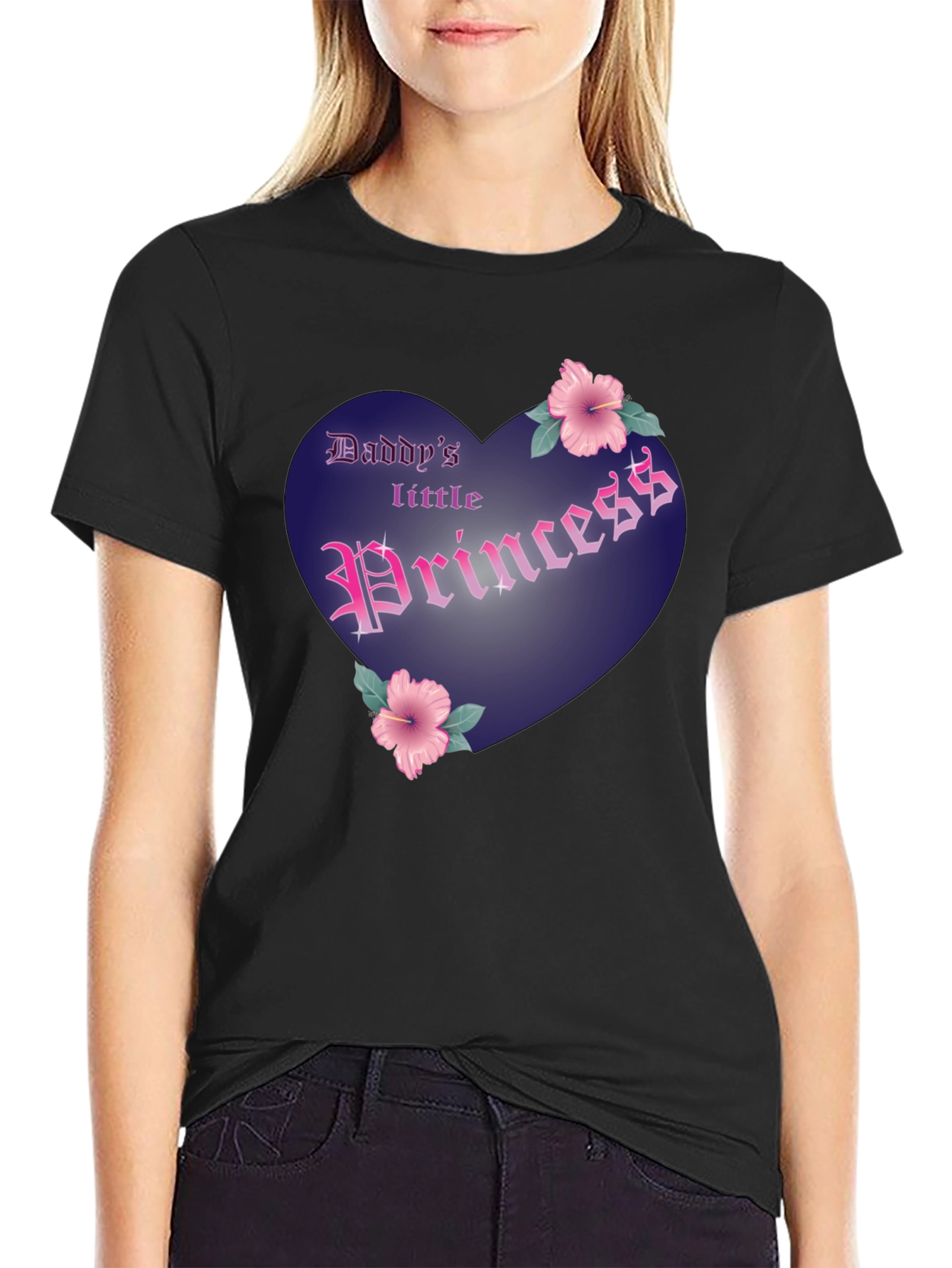 Daddys Little Princess Graphic Tee - Black Cotton Shirt