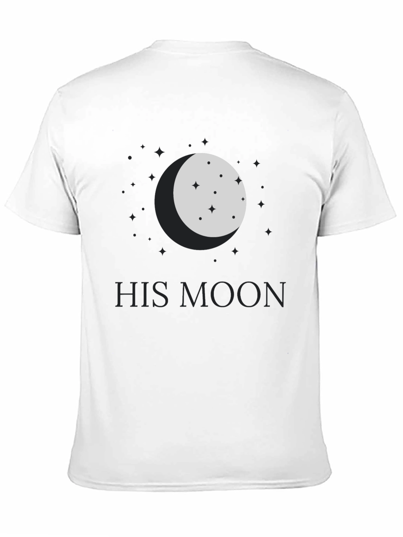 His Moon Black Graphic Tee - Celestial Design