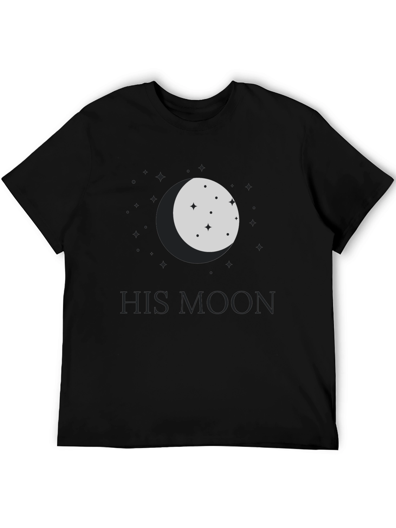 His Moon Black Graphic Tee - Celestial Design