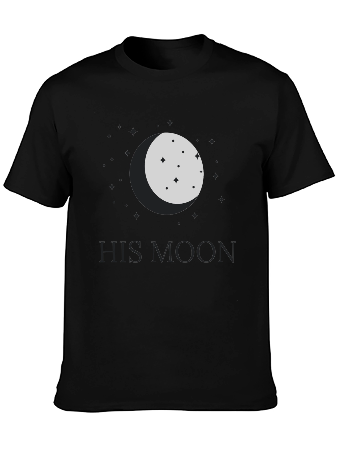 His Moon Black Graphic Tee - Celestial Design