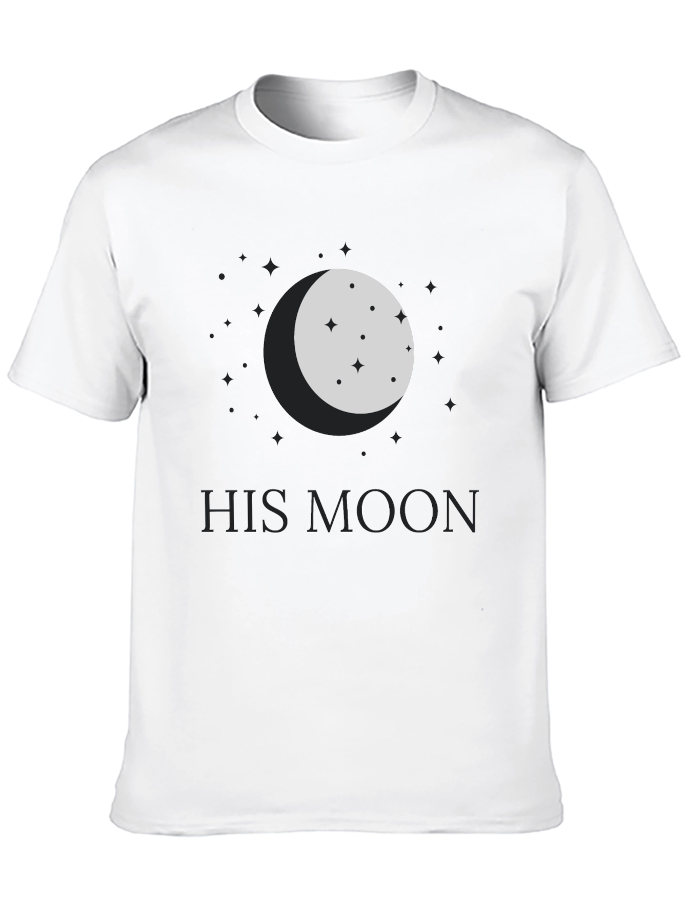 His Moon Black Graphic Tee - Celestial Design