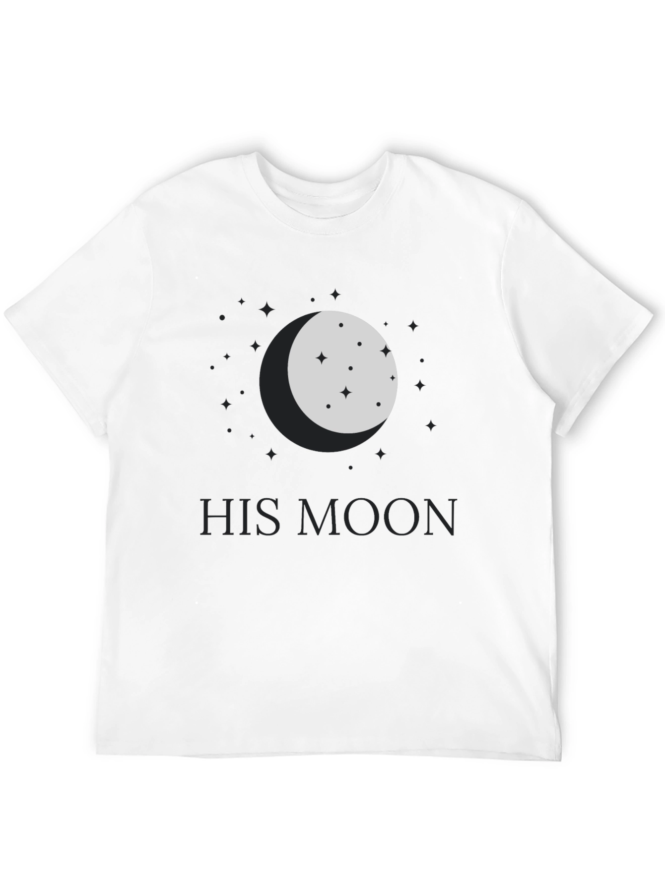 His Moon Black Graphic Tee - Celestial Design