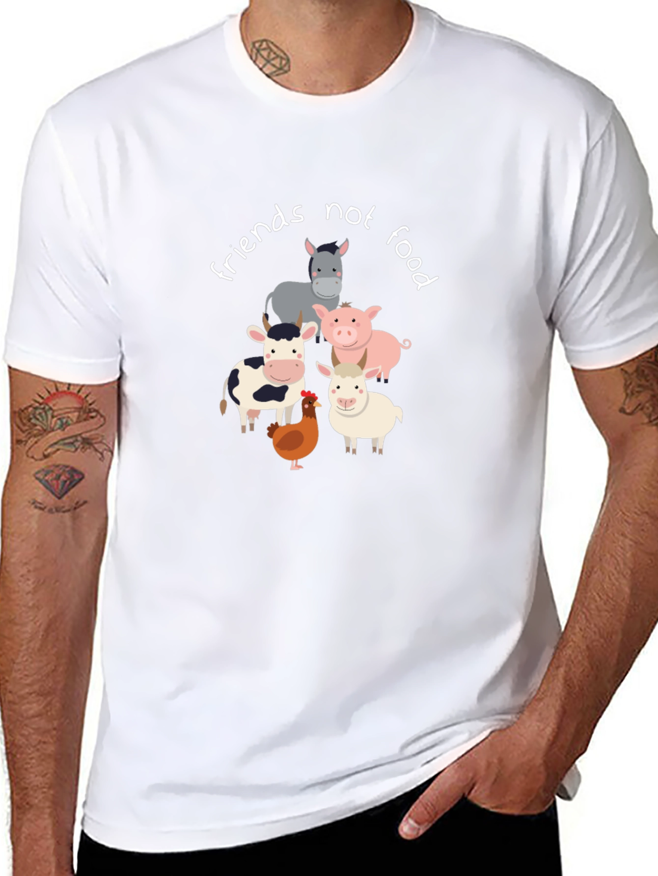 Vegan T-Shirt: Friends Not Food Animal Graphic Tee