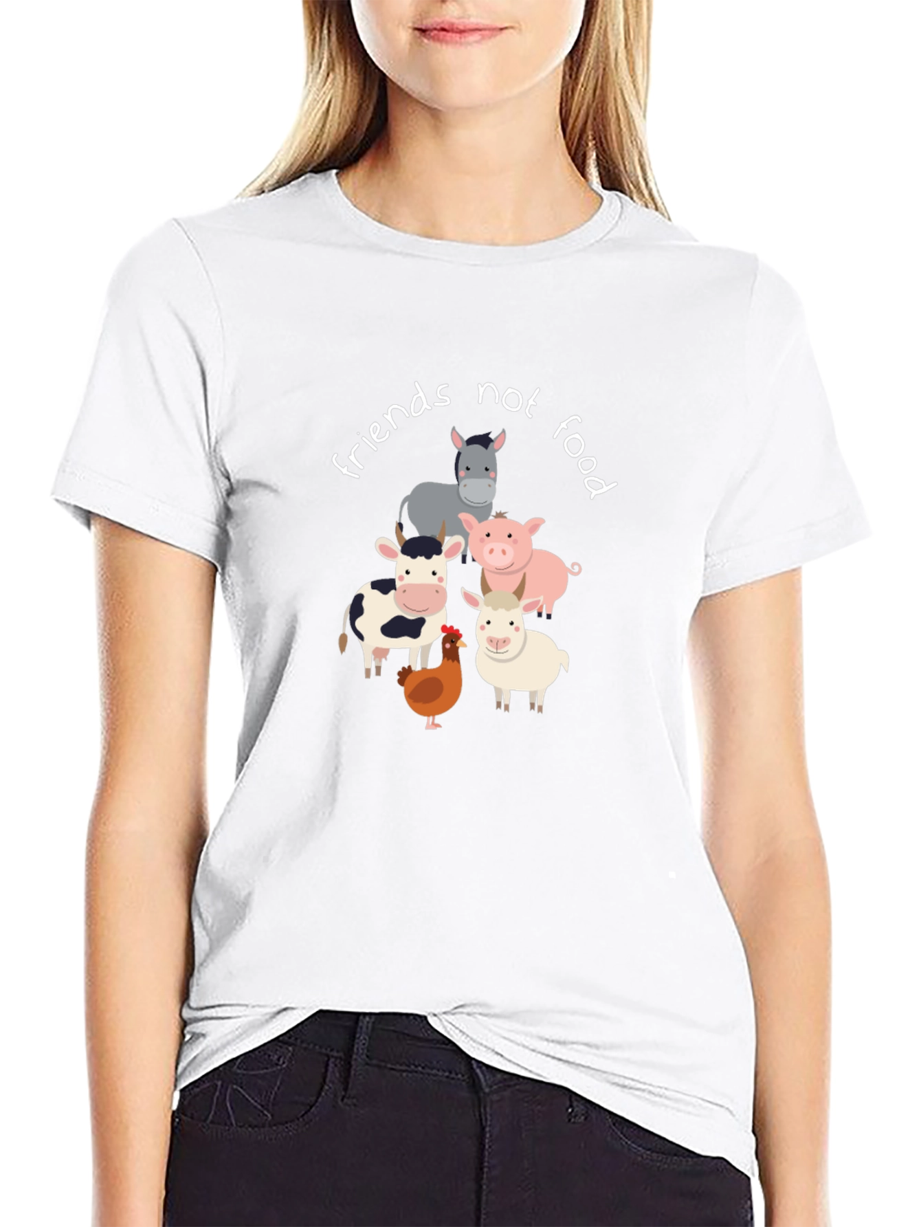Vegan T-Shirt: Friends Not Food Animal Graphic Tee