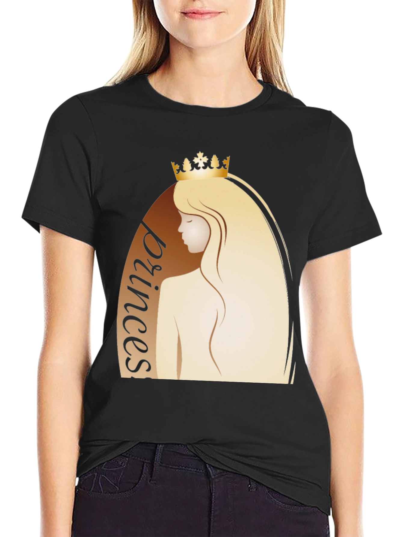 Princess Graphic Tee - Black Cotton T-Shirt