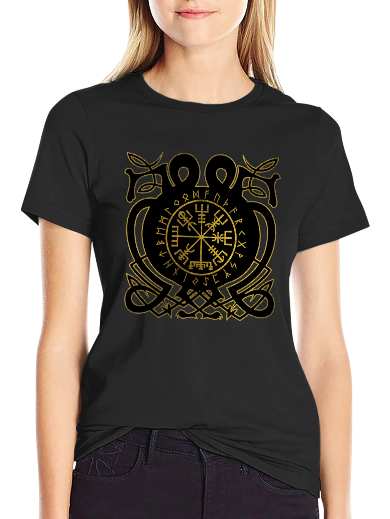 Viking Compass Vegvisir Black T-Shirt