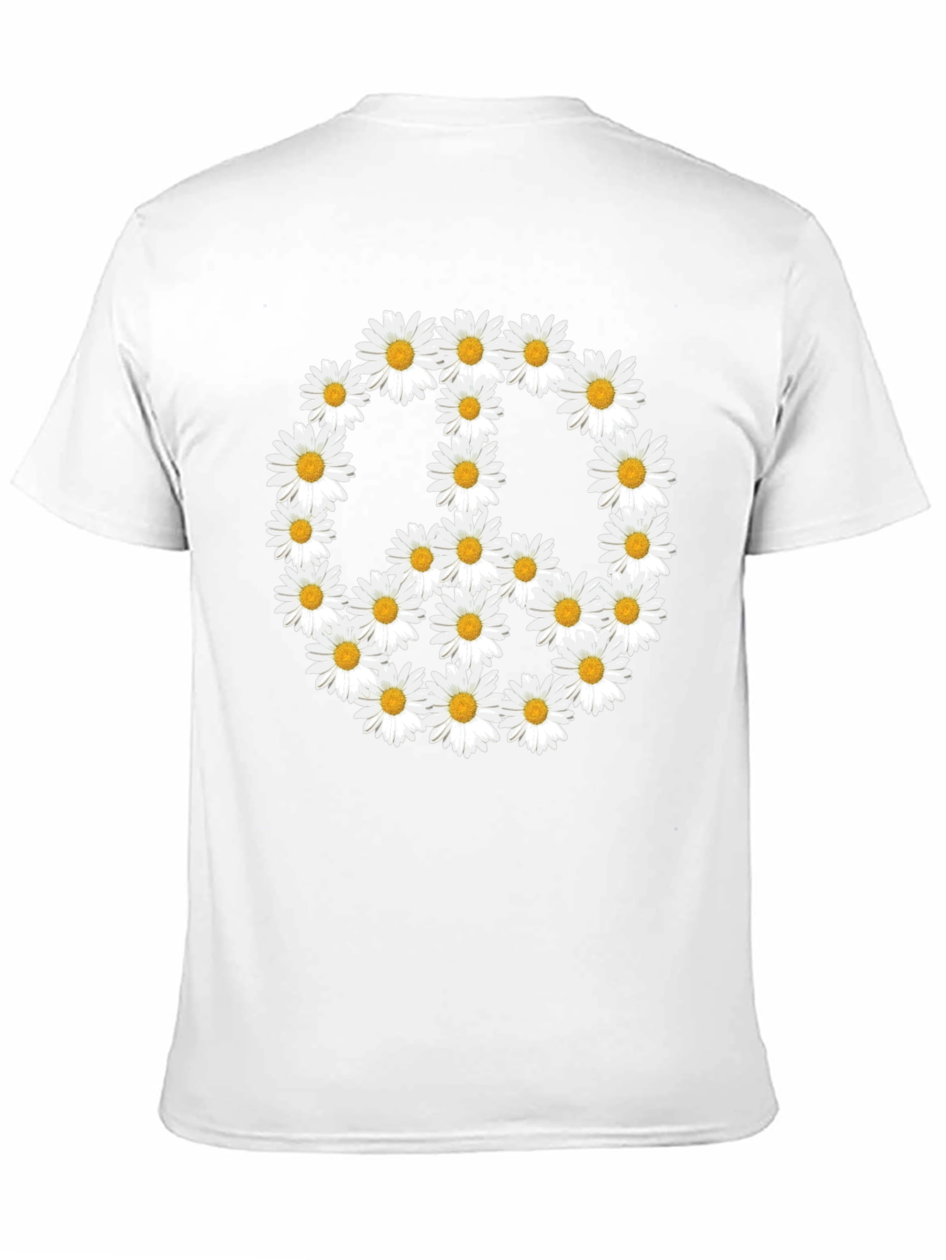 Daisy Peace Sign T-Shirt - Black Crew Neck