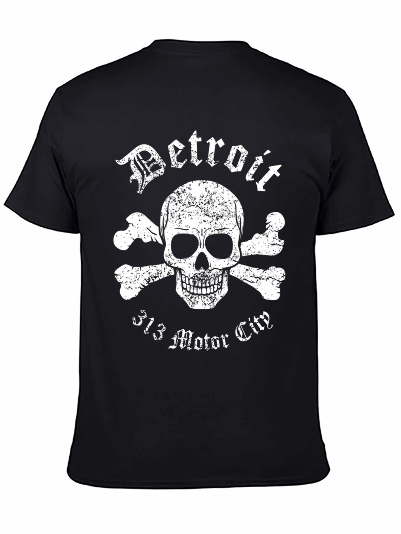 Detroit Motor City Skull Graphic T-Shirt