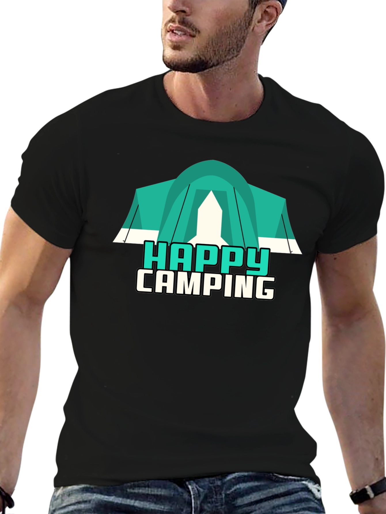 Happy Camping Graphic Tee - Black