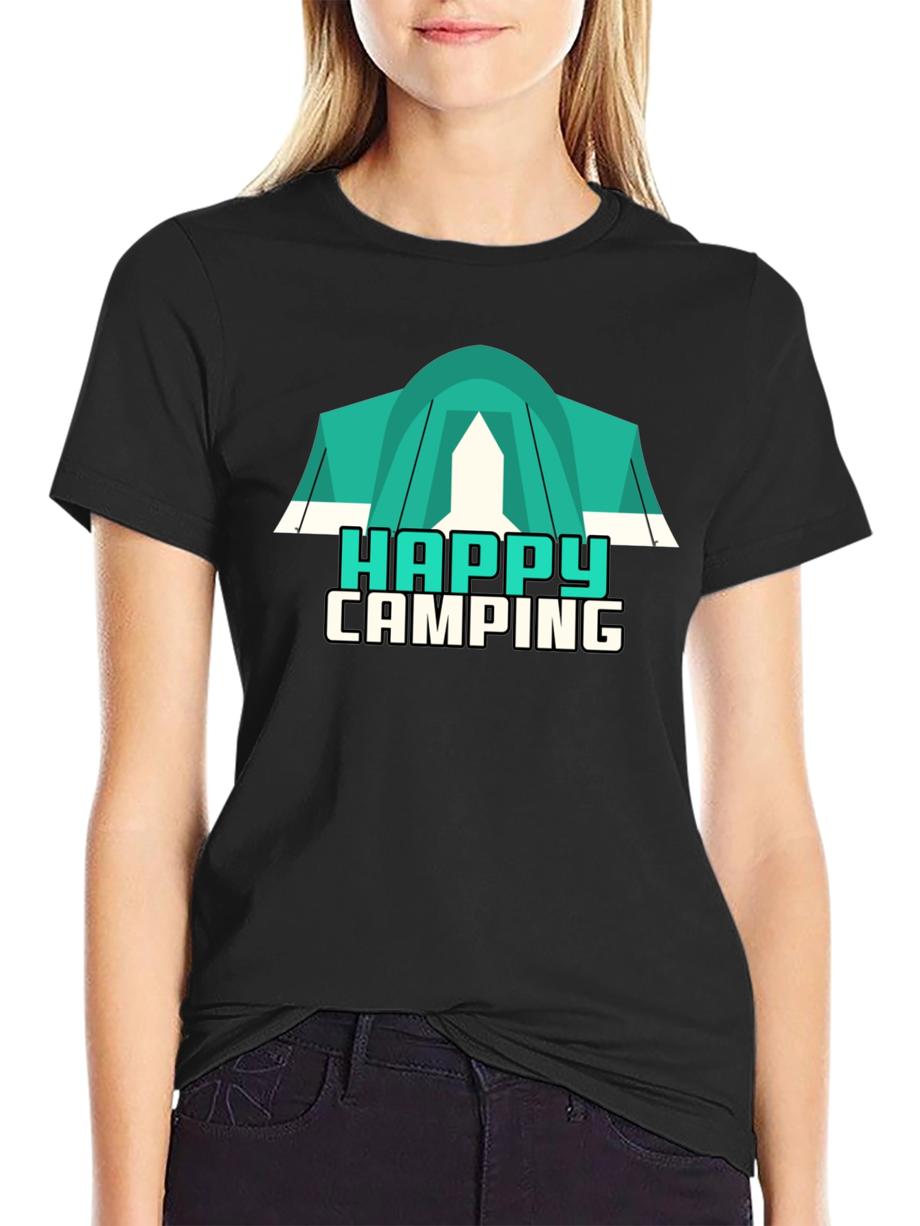 Happy Camping Graphic Tee - Black