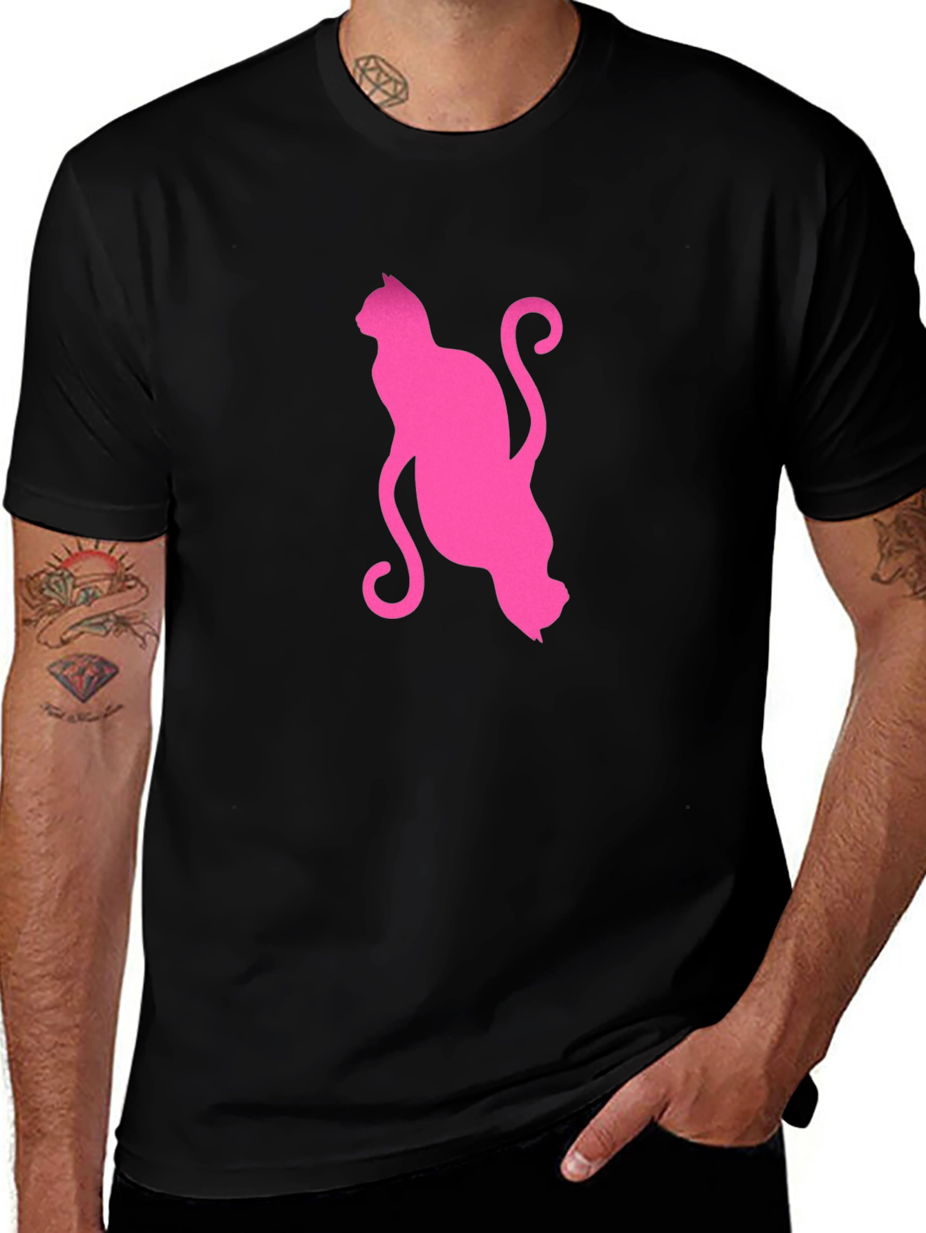 Pink Cat Graphic T-Shirt