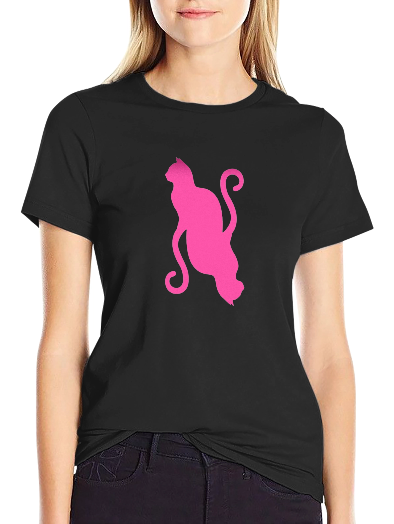Pink Cat Graphic T-Shirt