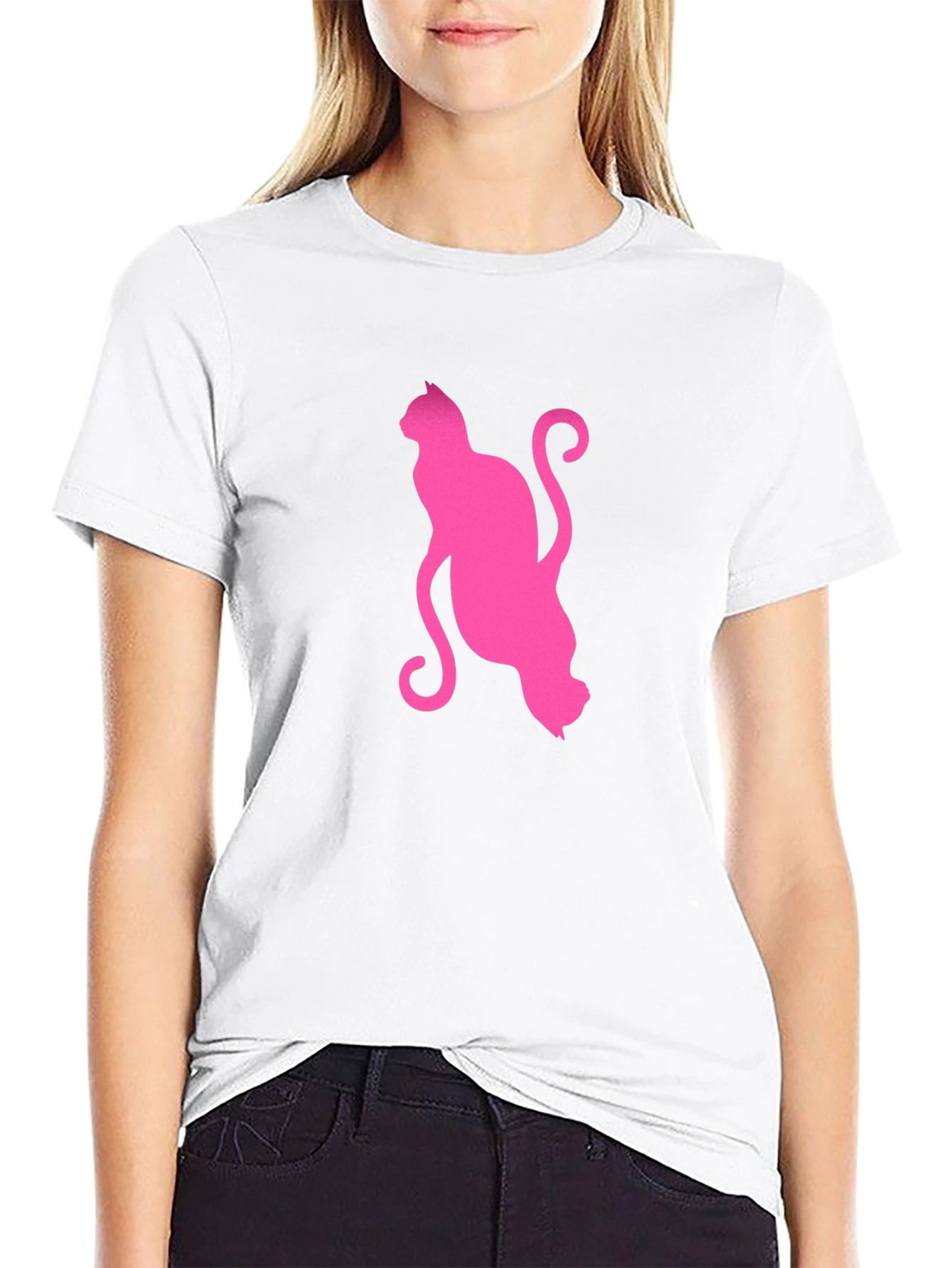 Pink Cat Graphic T-Shirt