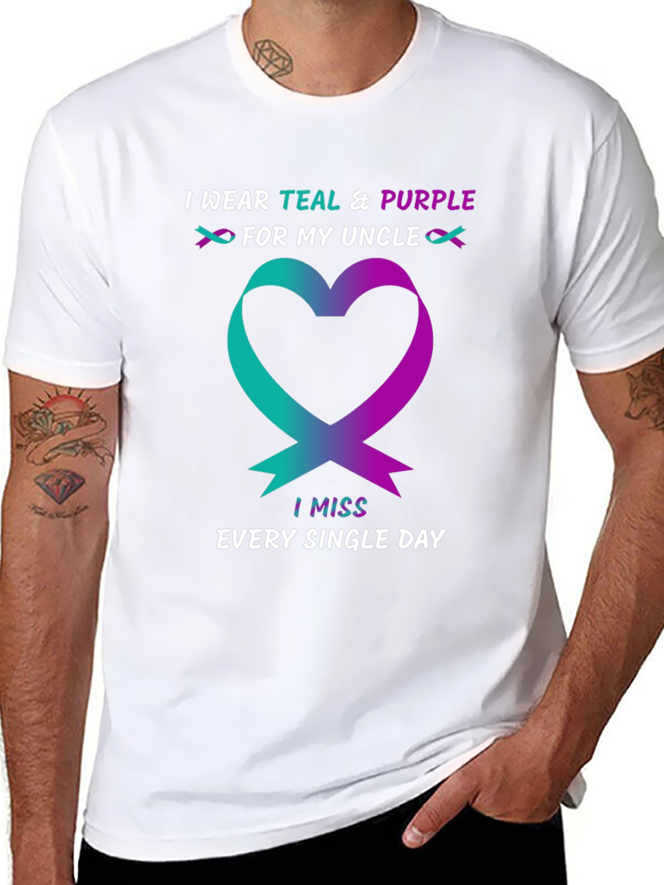 Teal & Purple Uncle Awareness T-Shirt