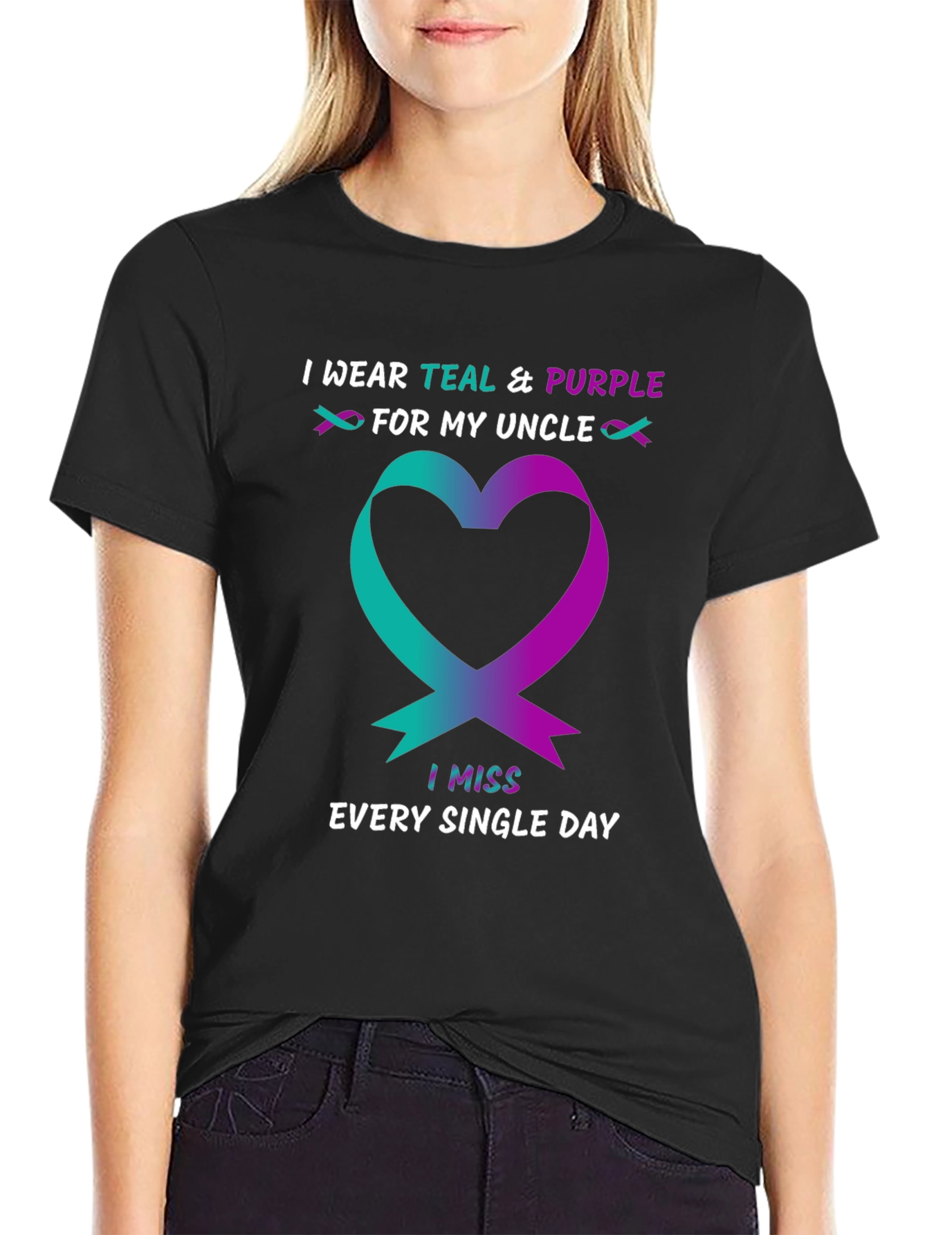 Teal & Purple Uncle Awareness T-Shirt