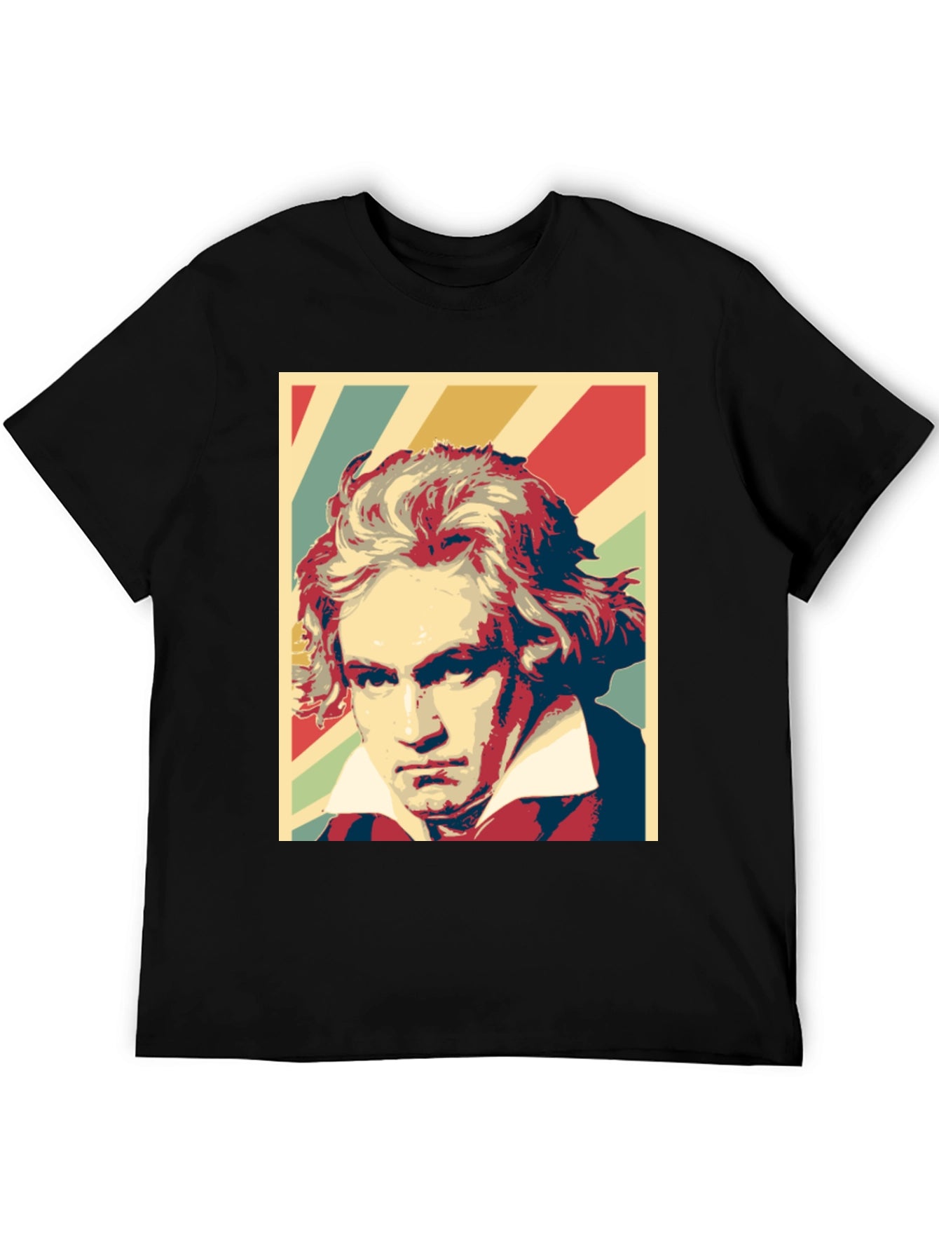 Beethoven Graphic Print Mens Black T-Shirt