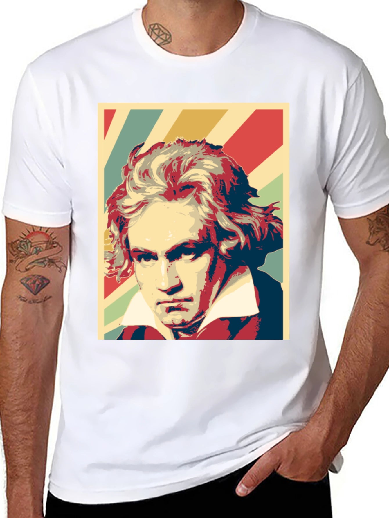 Beethoven Graphic Print Mens Black T-Shirt