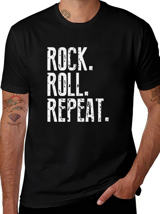 Rock Roll Repeat Black T-Shirt