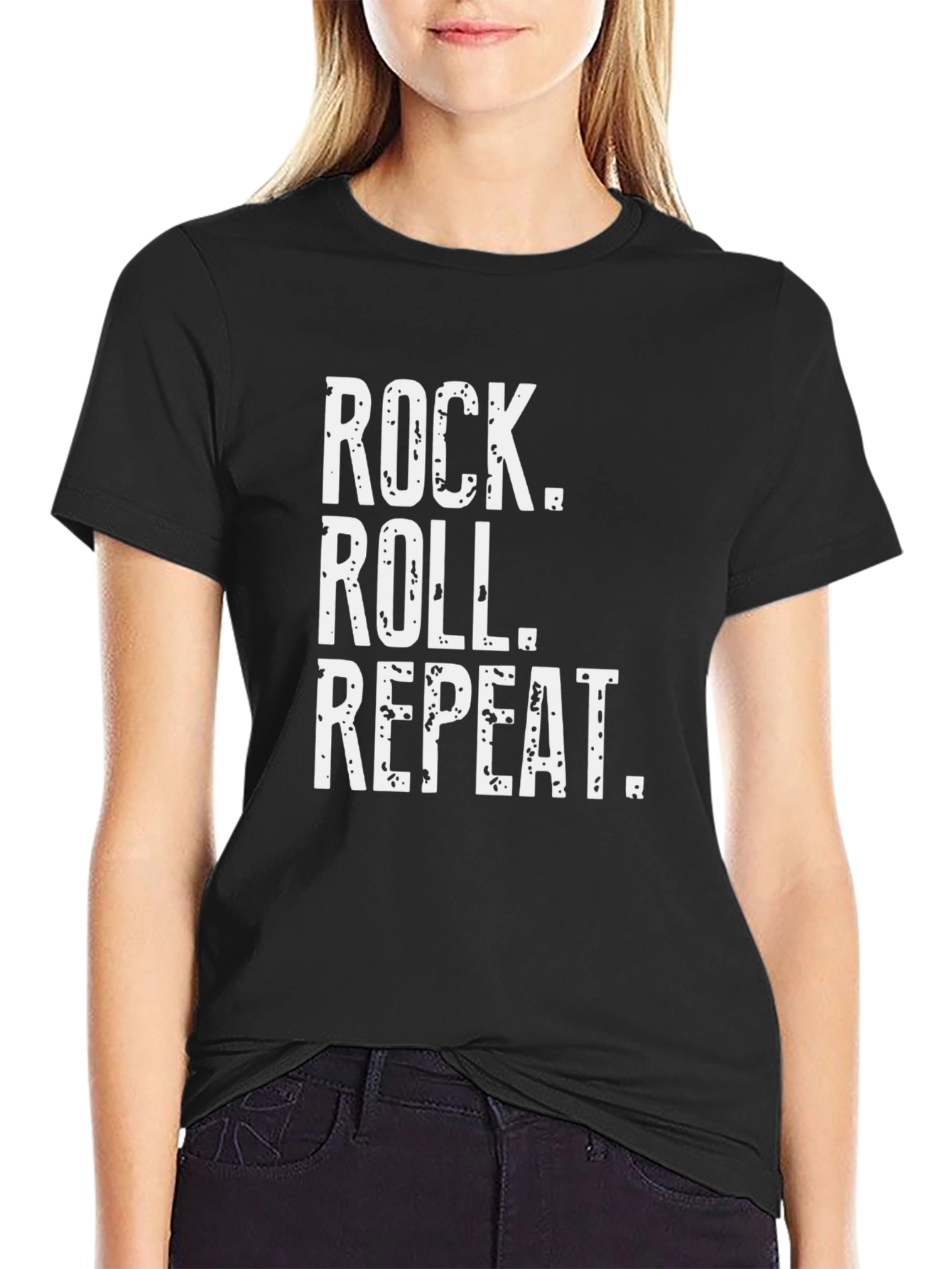 Rock Roll Repeat Black T-Shirt