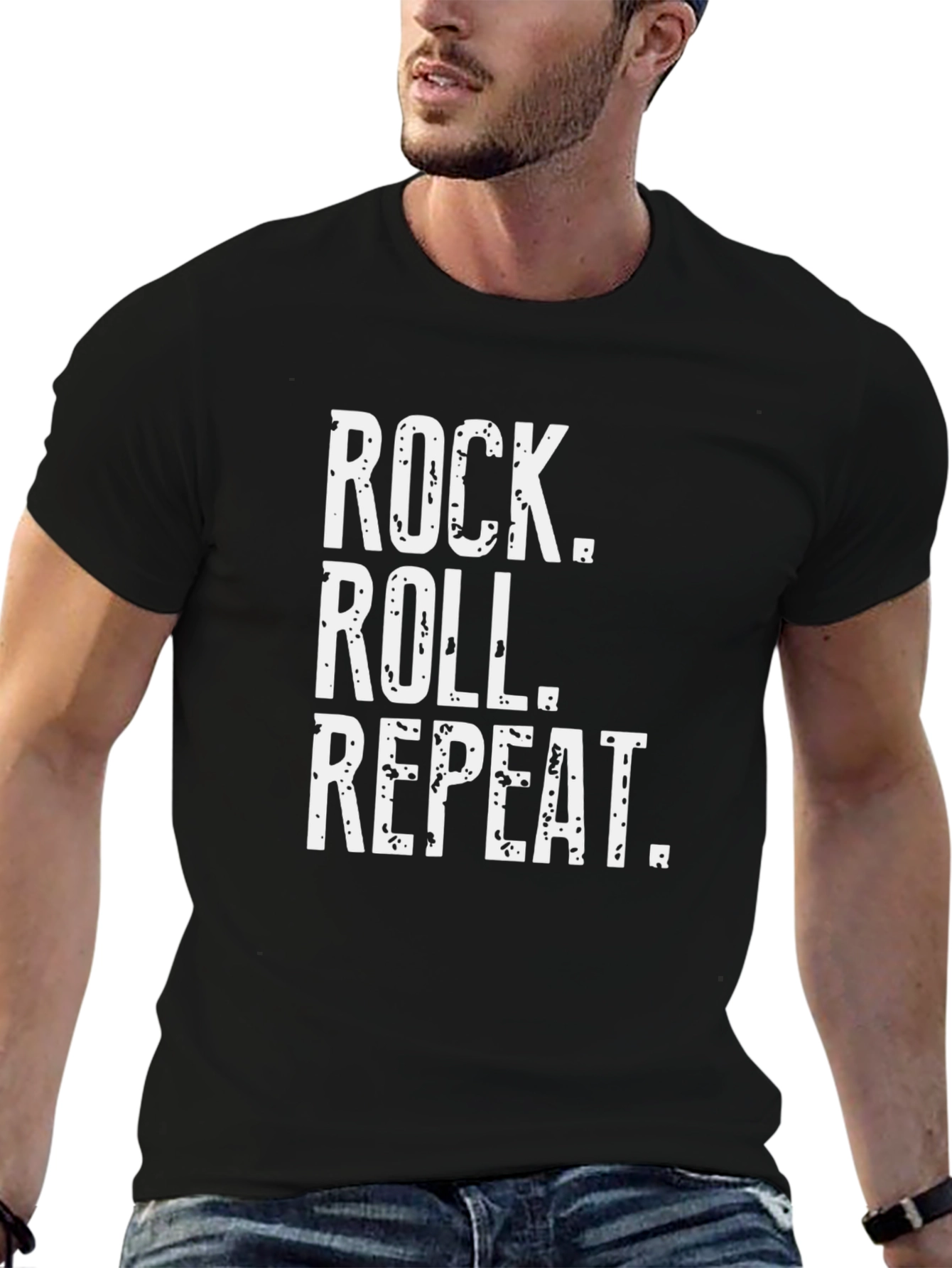 Rock Roll Repeat Black T-Shirt