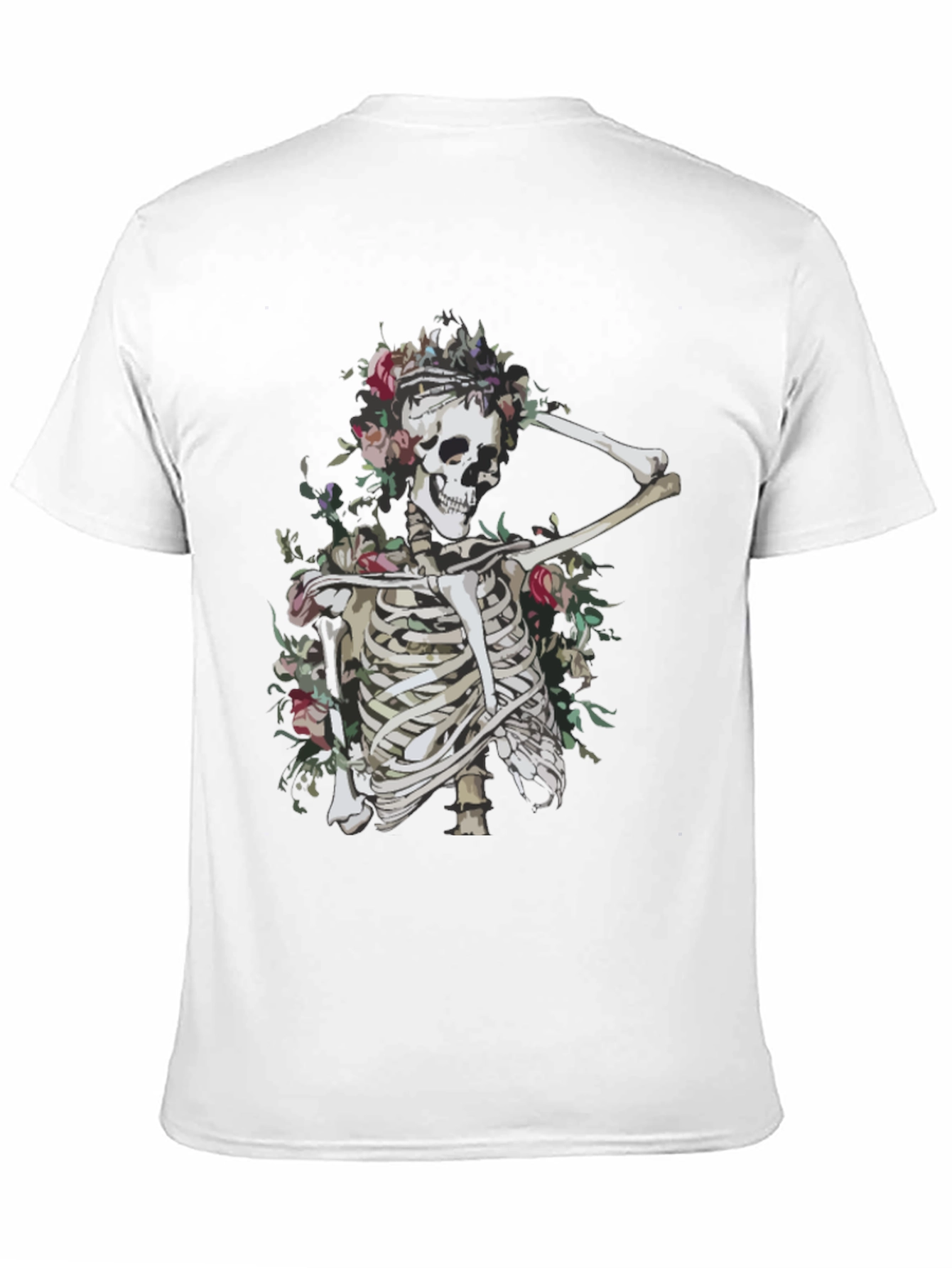 Floral Skeleton Graphic Tee - Unisex Black T-Shirt