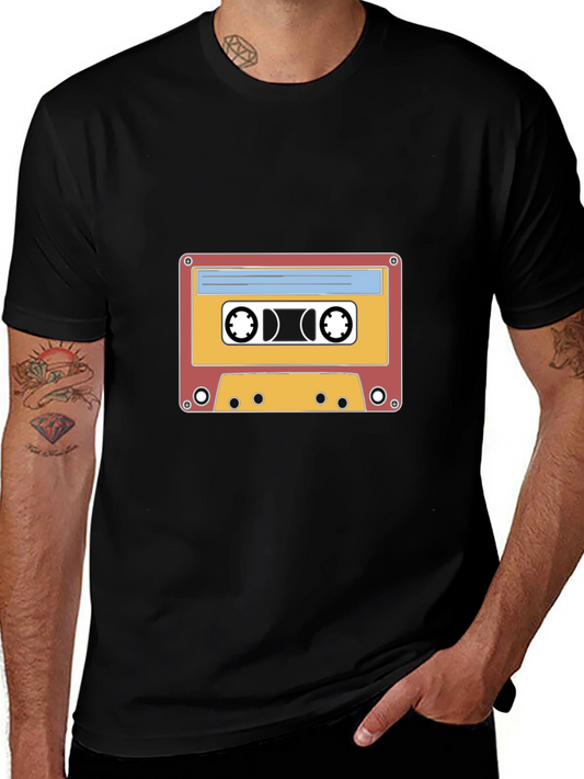Retro Cassette Tape Graphic T-Shirt - Black