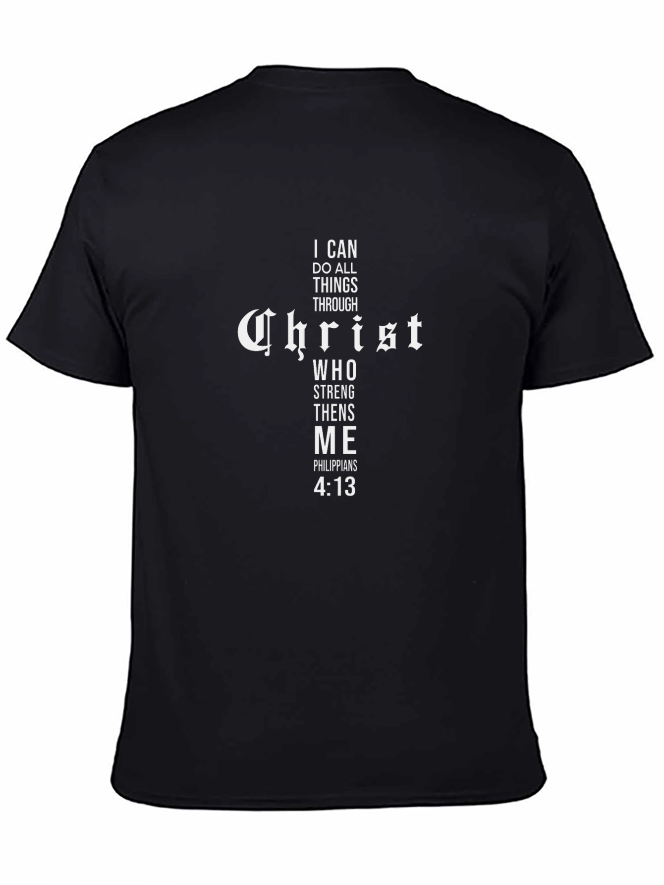Faith-Based Christian Cross Graphic Black T-Shirt