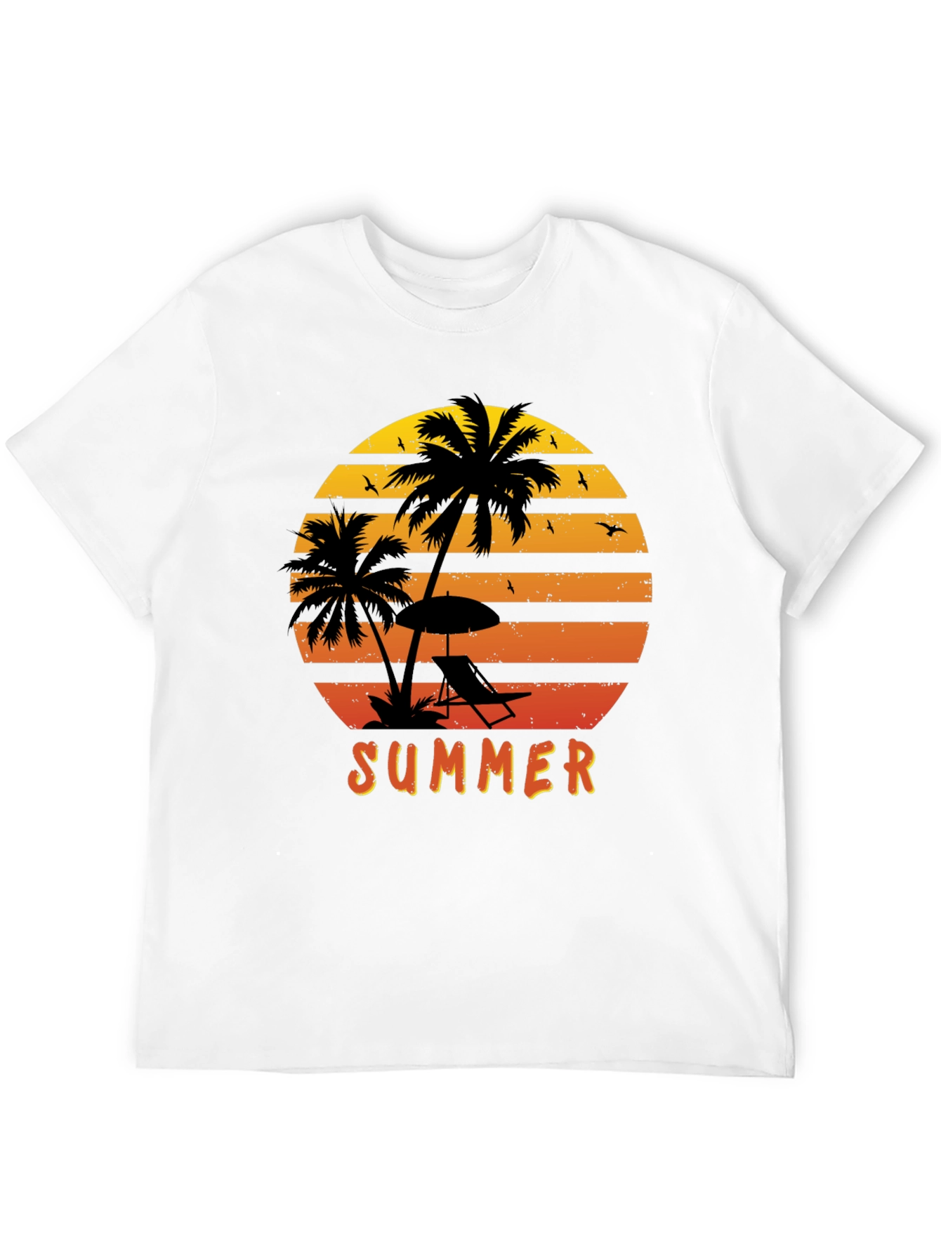 Summer Vibes Graphic Tee - Palm Tree Sunset Design