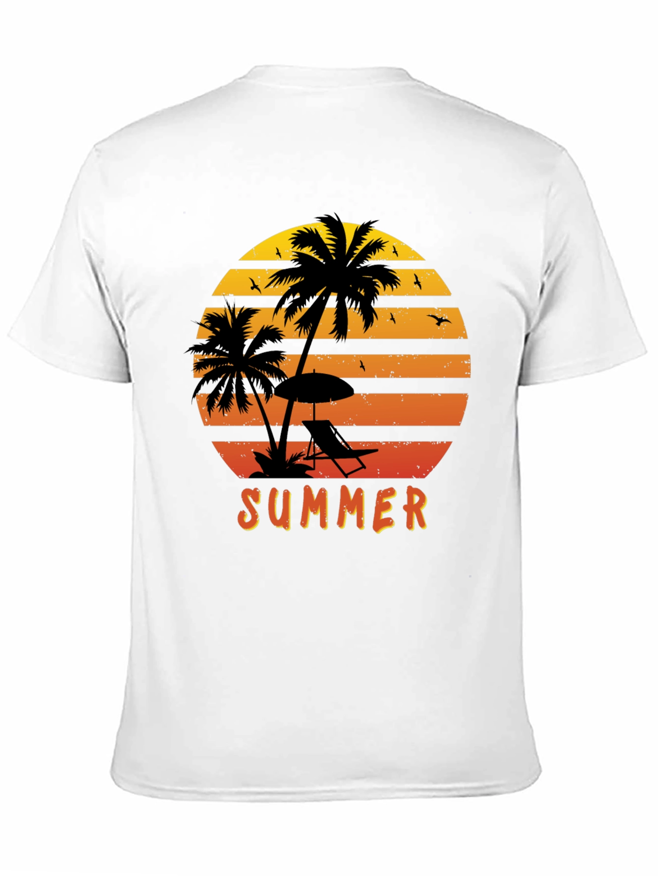 Summer Vibes Graphic Tee - Palm Tree Sunset Design