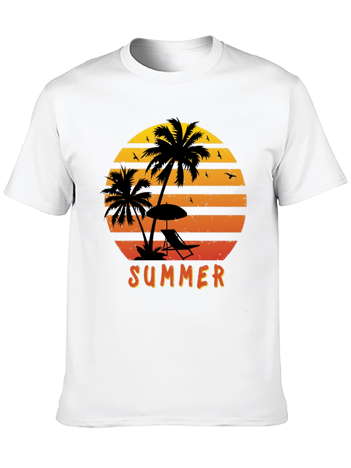 Summer Vibes Graphic Tee - Palm Tree Sunset Design