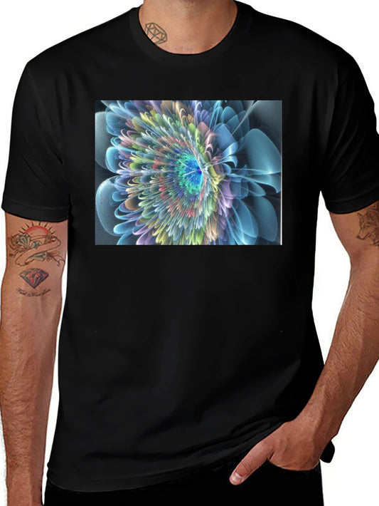 Abstract Flower Graphic Black T-Shirt