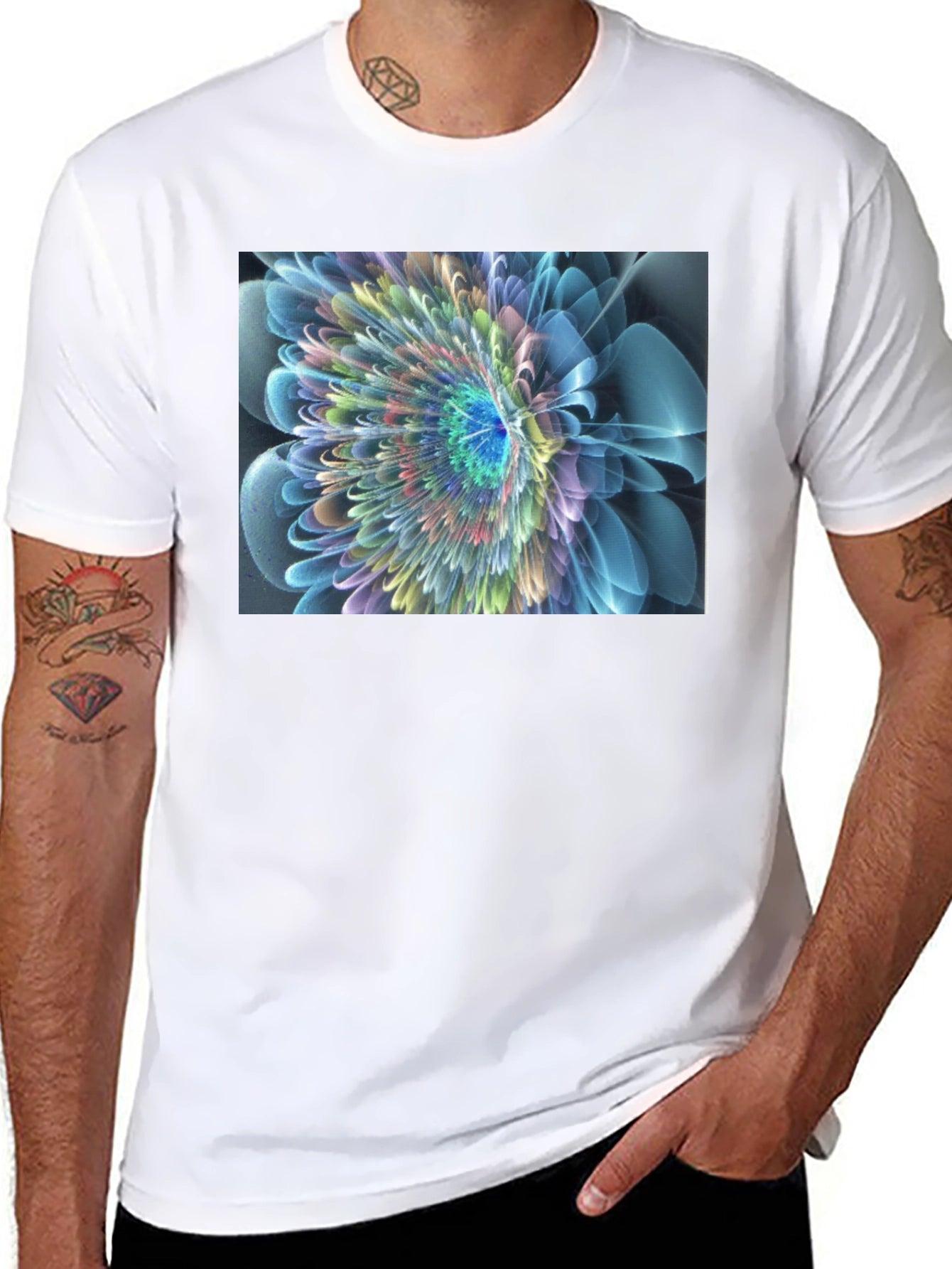 Abstract Flower Graphic Black T-Shirt