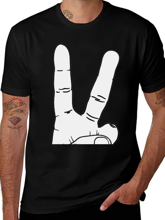 Peace Sign Graphic Tee - Black Cotton T-Shirt