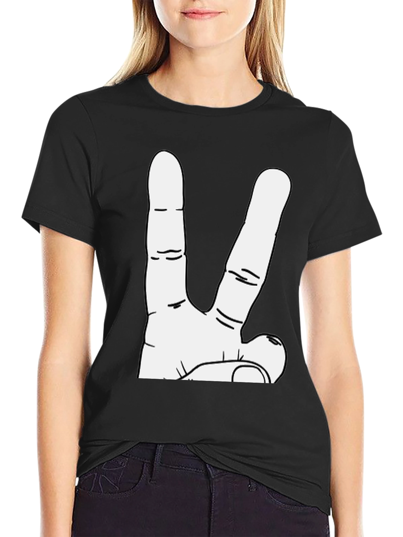 Peace Sign Graphic Tee - Black Cotton T-Shirt