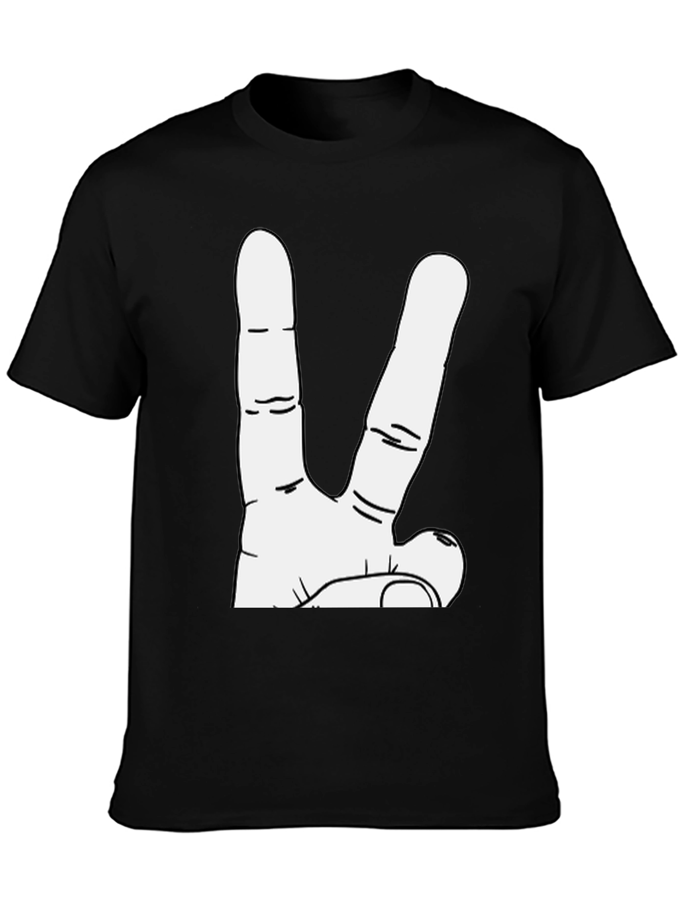 Peace Sign Graphic Tee - Black Cotton T-Shirt