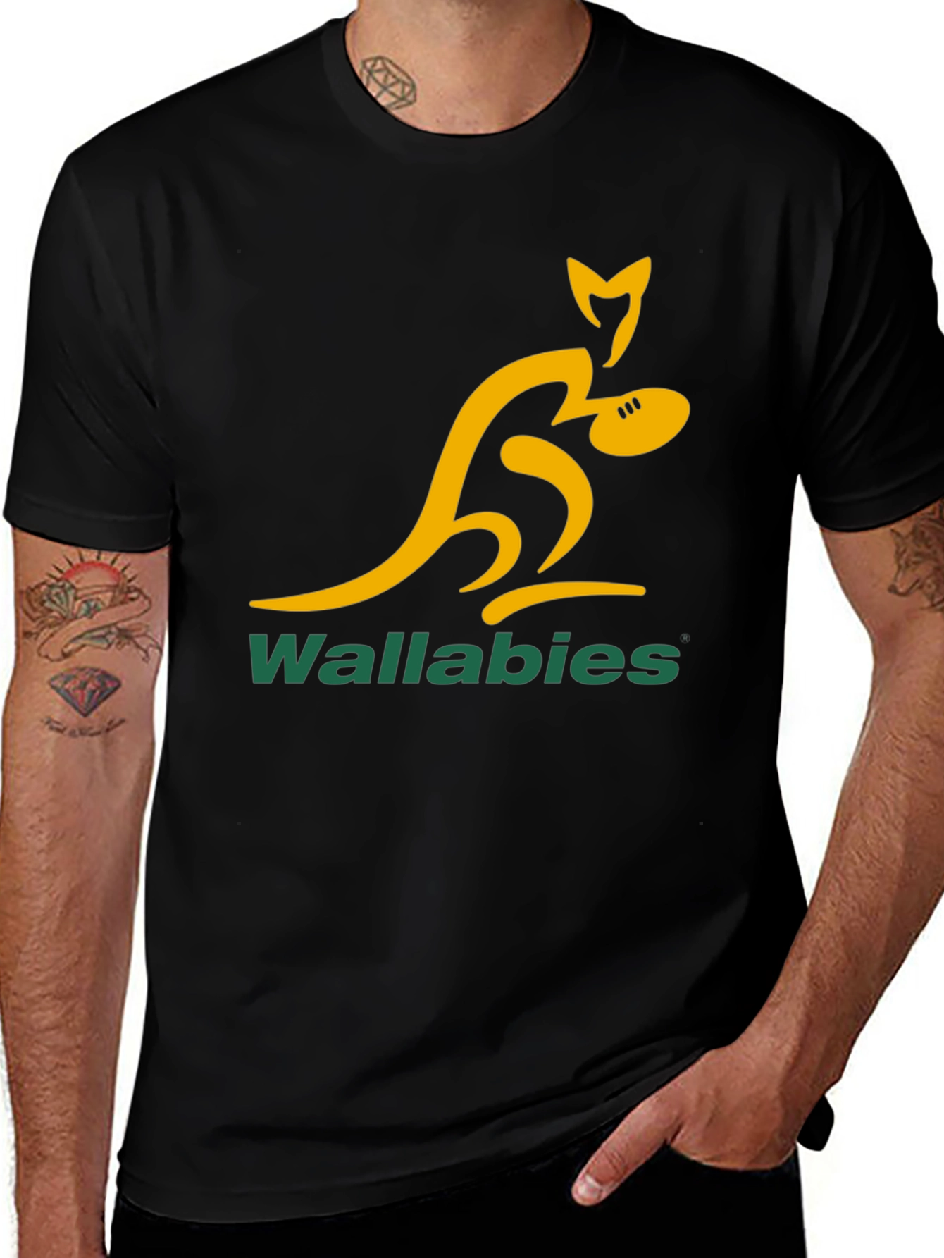 Wallabies Rugby T-Shirt - Black Cotton Tee