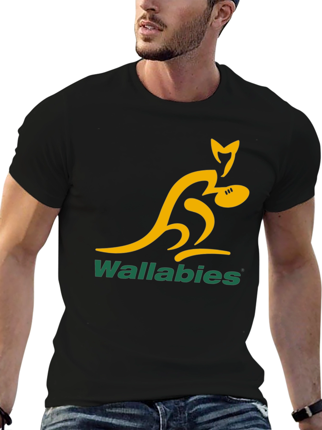 Wallabies Rugby T-Shirt - Black Cotton Tee