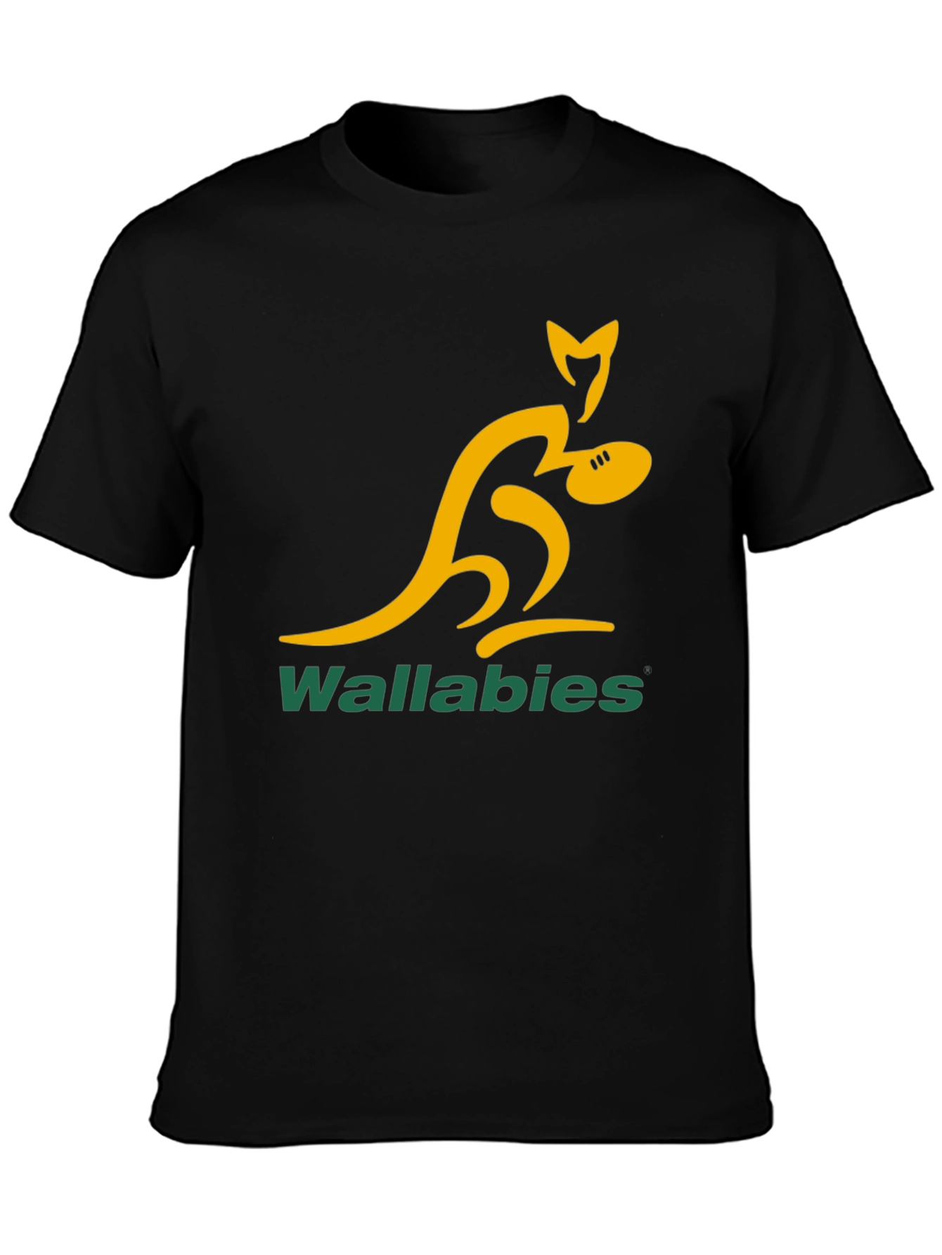 Wallabies Rugby T-Shirt - Black Cotton Tee