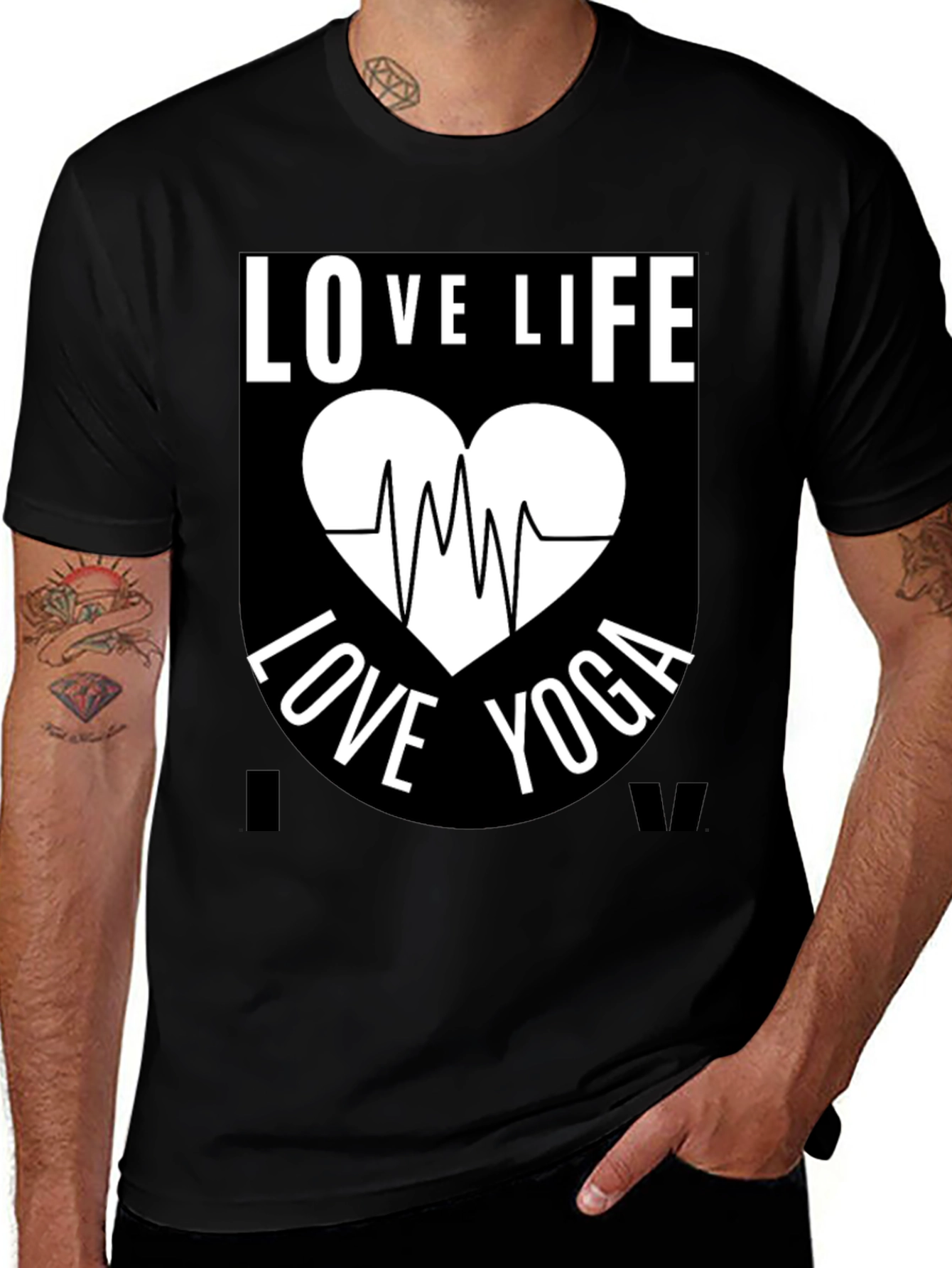 Love Life Yoga Graphic T-Shirt - Black