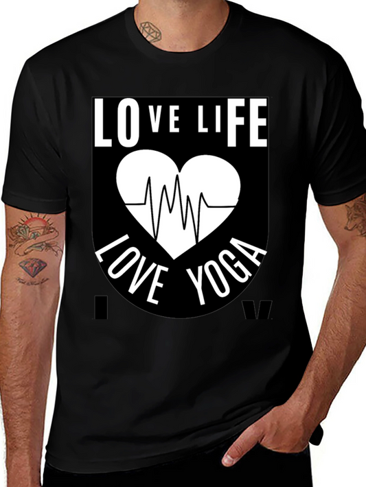 Love Life Yoga Graphic T-Shirt - Black