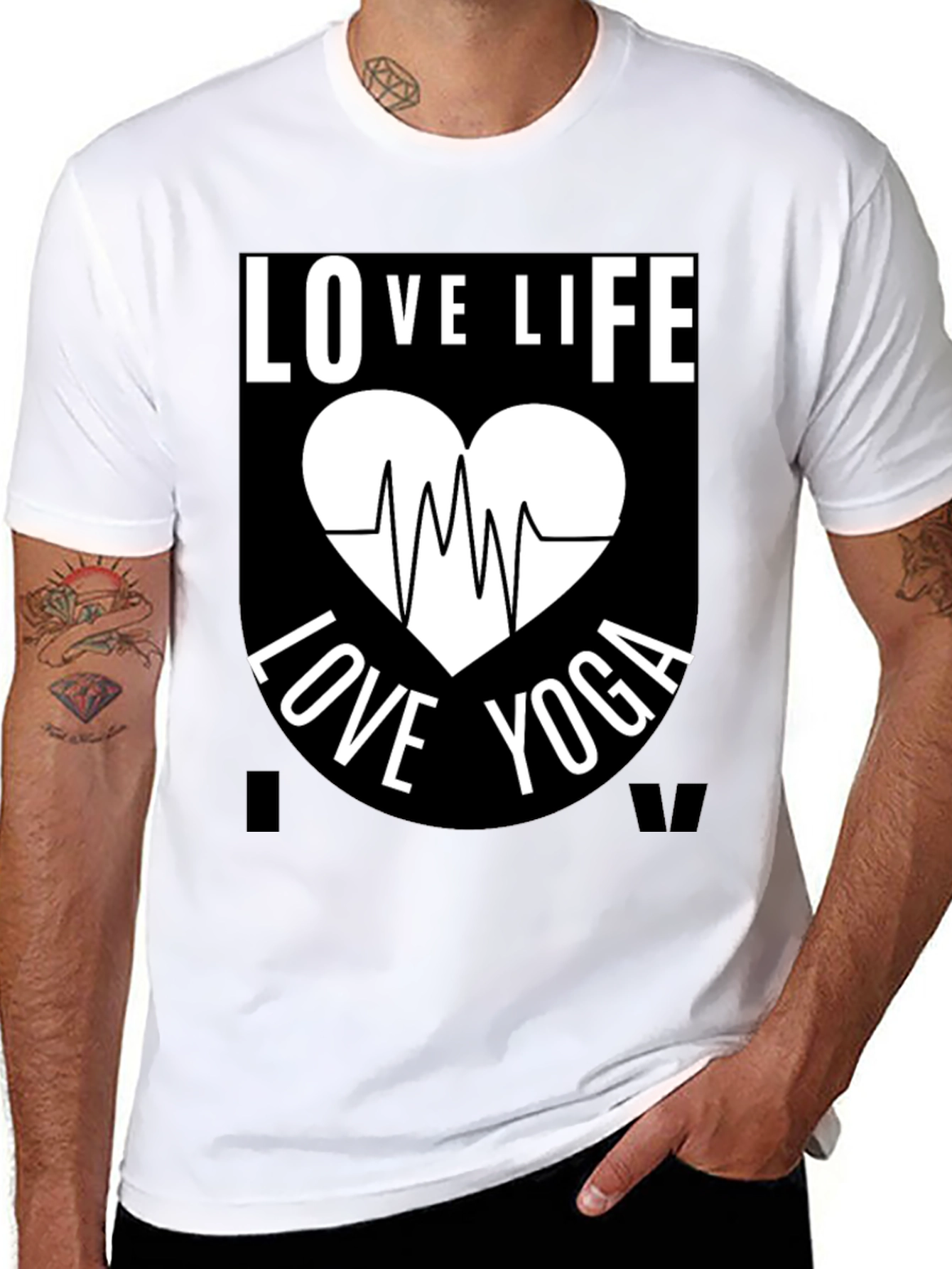 Love Life Yoga Graphic T-Shirt - Black