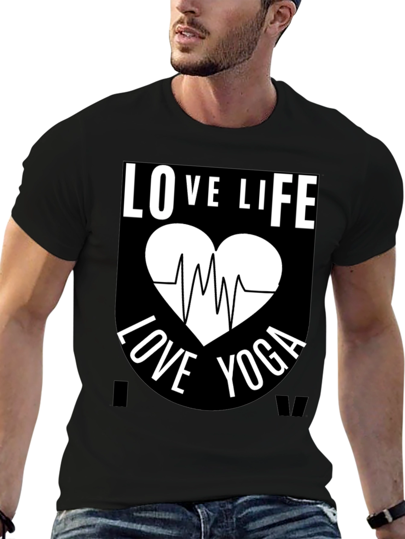 Love Life Yoga Graphic T-Shirt - Black