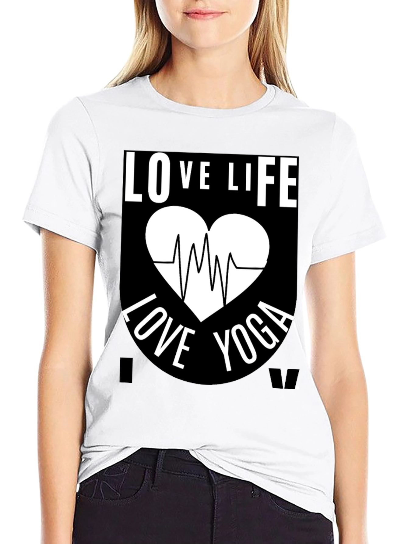 Love Life Yoga Graphic T-Shirt - Black