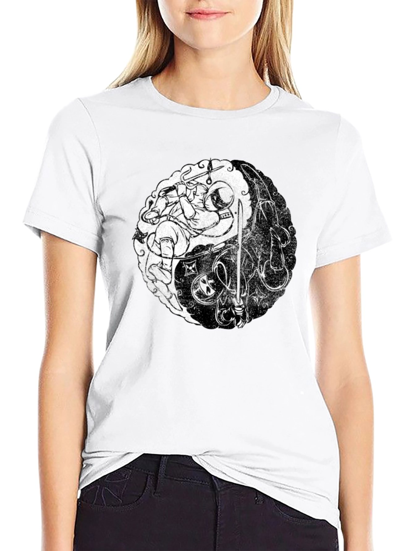 Yin Yang Astronaut Ninja Graphic Tee