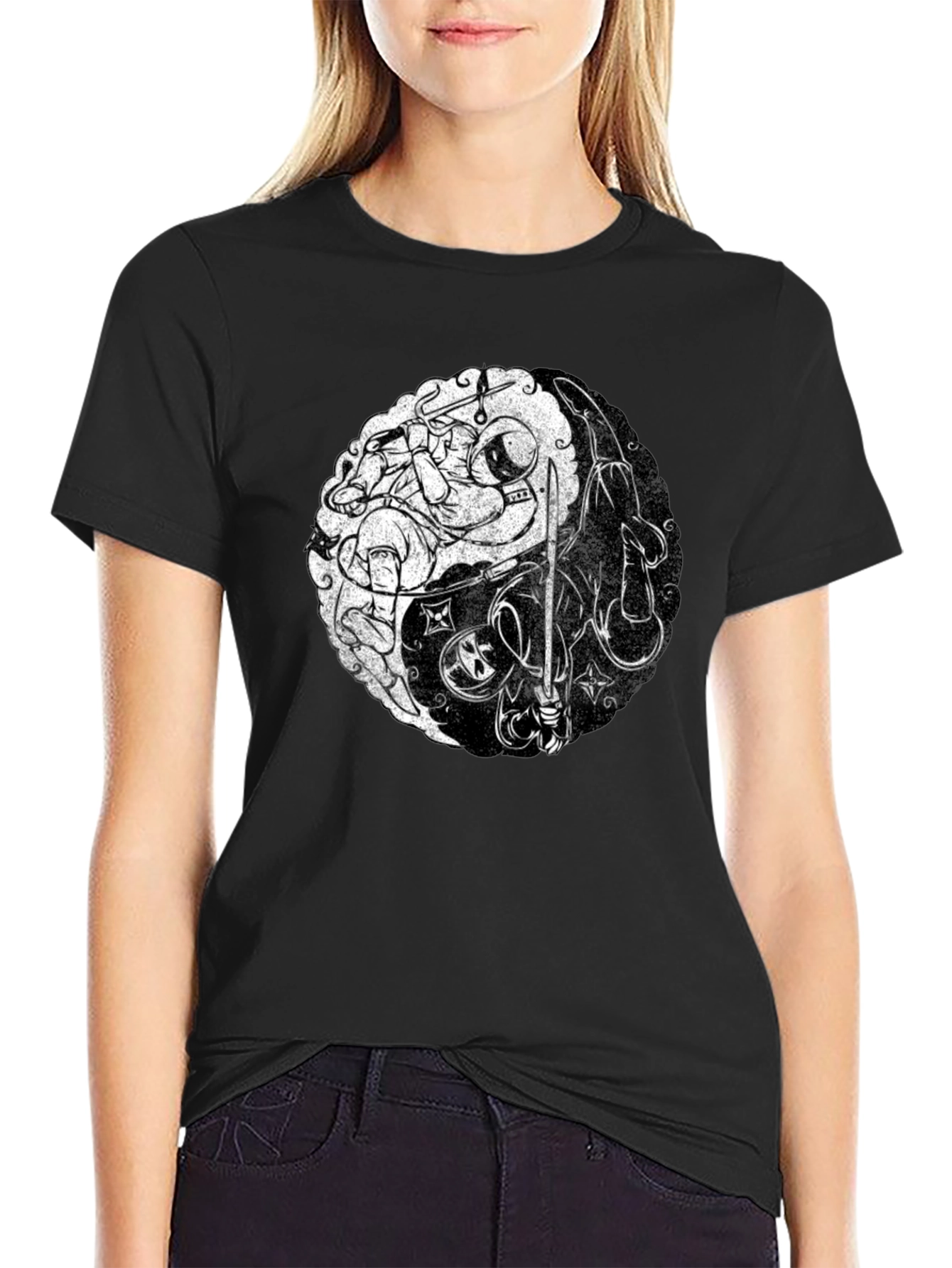 Yin Yang Astronaut Ninja Graphic Tee