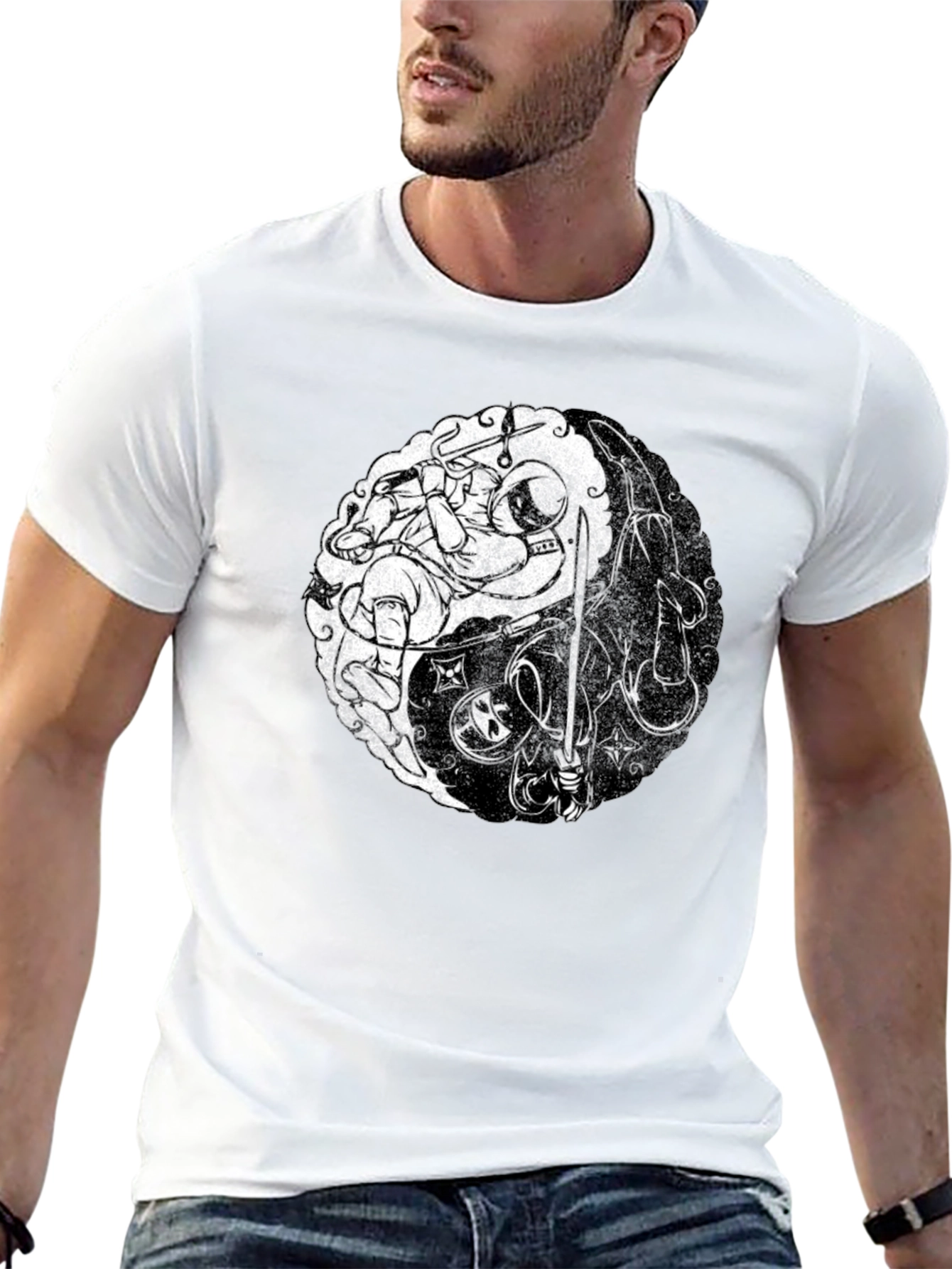 Yin Yang Astronaut Ninja Graphic Tee