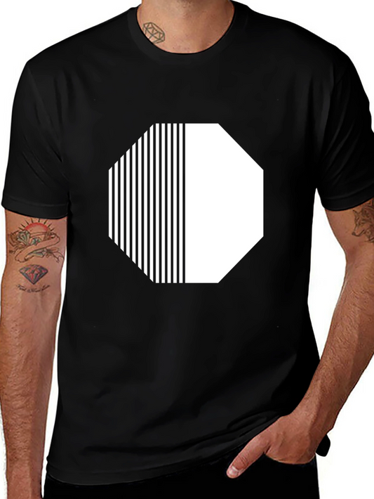 Abstract Graphic Tee - Octagon Design - Black